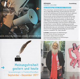 Kulturregion FrankfurtRheinMain: 
Meinungsfreiheit gestern und heute. Veranstaltungen September bis Dezember 2017. Seite 30: Max Weinberg im Lo Studio
