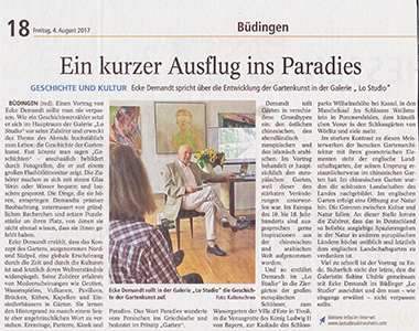Kreis-Anzeiger v. 04.08.2017 - Die Geschichte der Gartenkunst