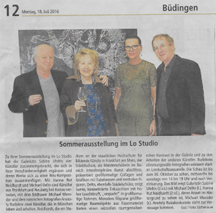 Michael Delto, Hanna Rut Neidhardt, Sabine Uhdris und Michael Mododer bei der Vernissage im Lo Studio