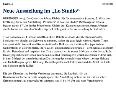 Neue Ausstellung im "Lo Studio"