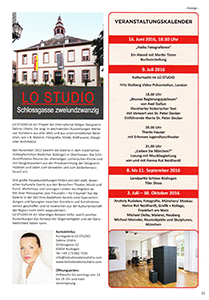 Veranstaltungshinweise 
Lo Studio Schlossgasse zweiundzwanzig
