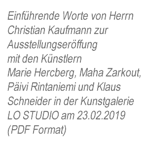 Einführung zur Eröffnung von Christian Kaufmann